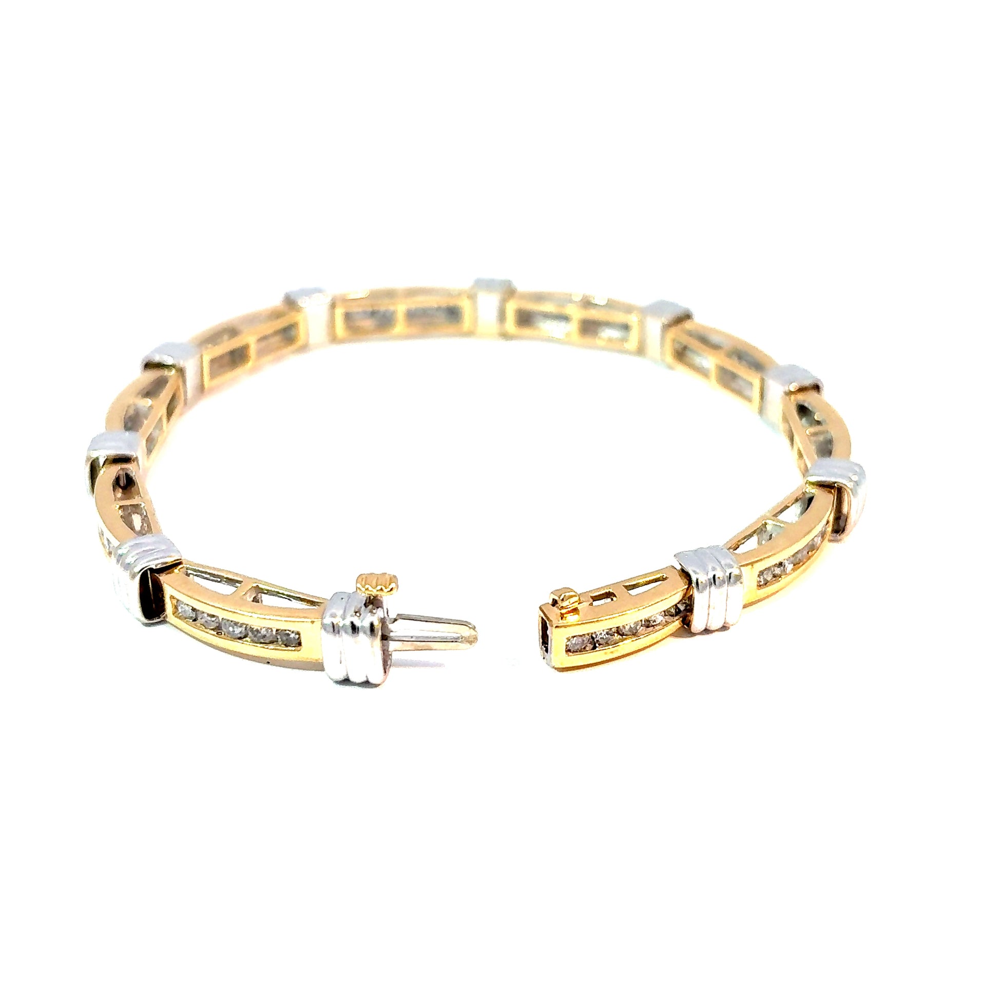 14K Two-Tone Gold Diamond Line Bracelet, Approx. 2.00 CTW — image 3 of 4