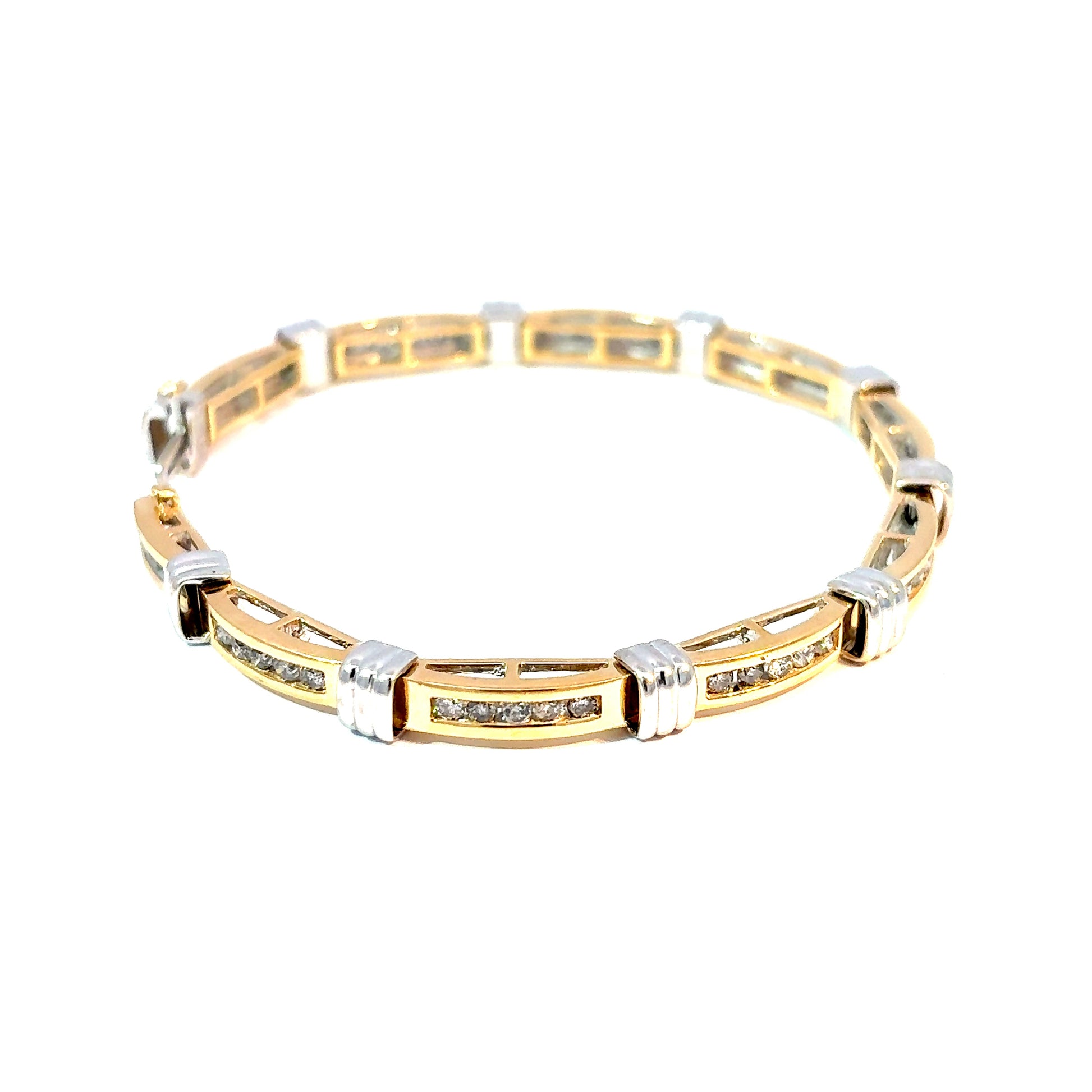 14K Two-Tone Gold Diamond Line Bracelet, Approx. 2.00 CTW — image 4 of 4