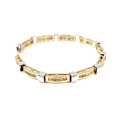 14K Two-Tone Gold Diamond Line Bracelet, Approx. 2.00 CTW — image 4 of 4