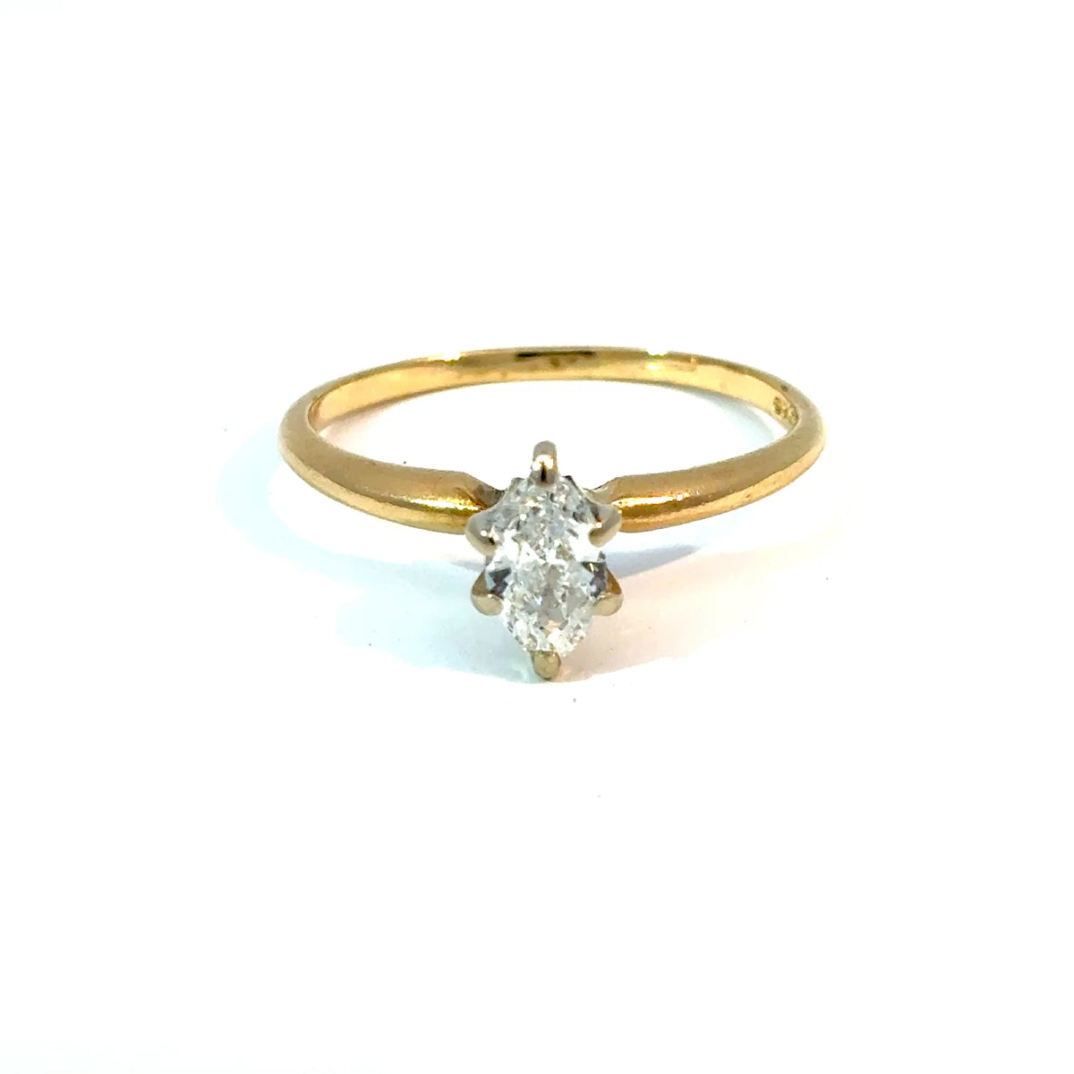 14k Yellow Gold Marquise-Cut Natural Diamond Solitaire Ring, Approx. 0.50 ct, Size 5.75 — image 1 of 4