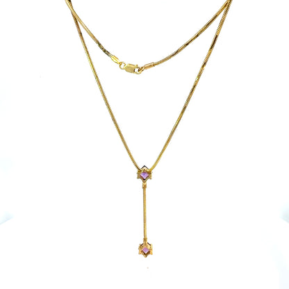 14k Yellow Gold Snake Chain Y-Necklace with Purple Square-Cut Stones — image 6 of 8