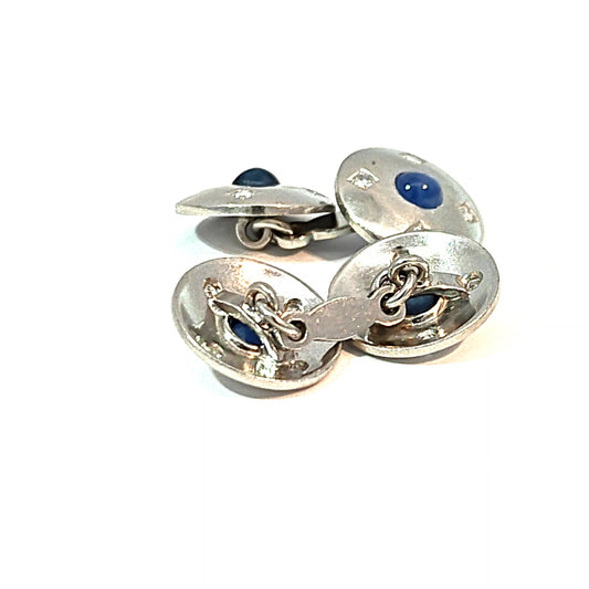Platinum Sapphire and Diamond Double-Sided Chain-Link Cufflinks — image 1 of 4