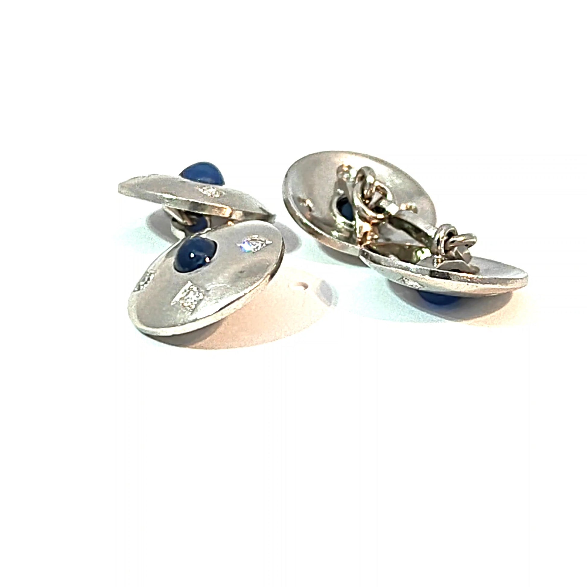 Platinum Sapphire and Diamond Double-Sided Chain-Link Cufflinks — image 2 of 4