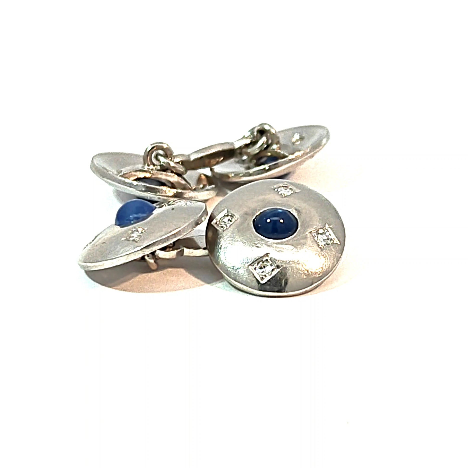 Platinum Sapphire and Diamond Double-Sided Chain-Link Cufflinks — image 3 of 4