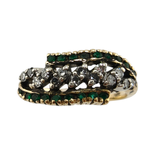 Vintage Mid-Century Diamond Emerald Ring