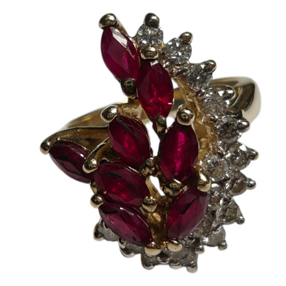 14k Gold Ruby and Diamond Cocktail Ring