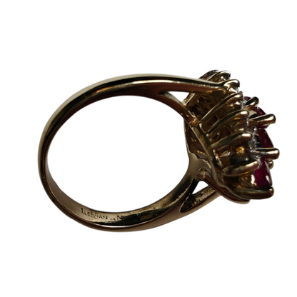 14k Gold Ruby and Diamond Cocktail Ring