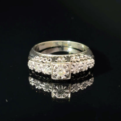 18K White Gold Diamond Cluster Ring, Size 8, Approx. 0.25 CTW — image 1 of 4