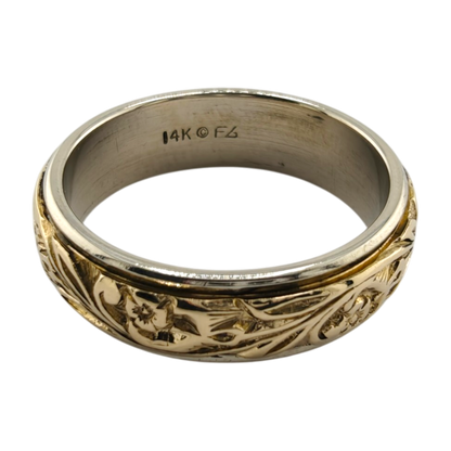 Men's 14k Two-Tone Floral Pattern Ring