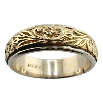 Men's 14k Two-Tone Floral Pattern Ring