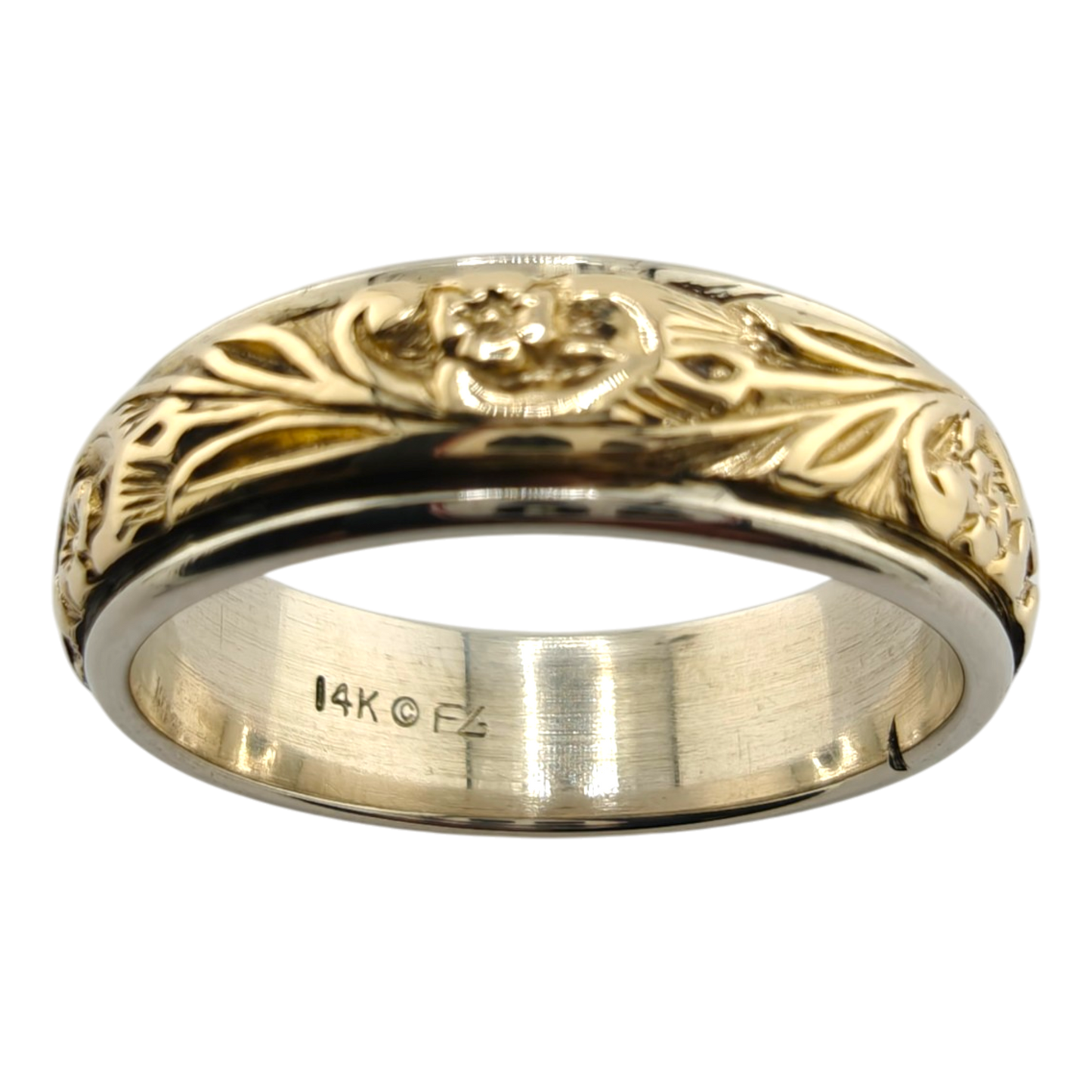 Men's 14k Two-Tone Floral Pattern Ring