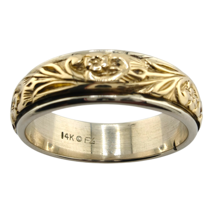 Men's 14k Two-Tone Floral Pattern Ring