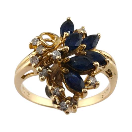 Exquisite 14k Gold Sapphire and Diamond Ring