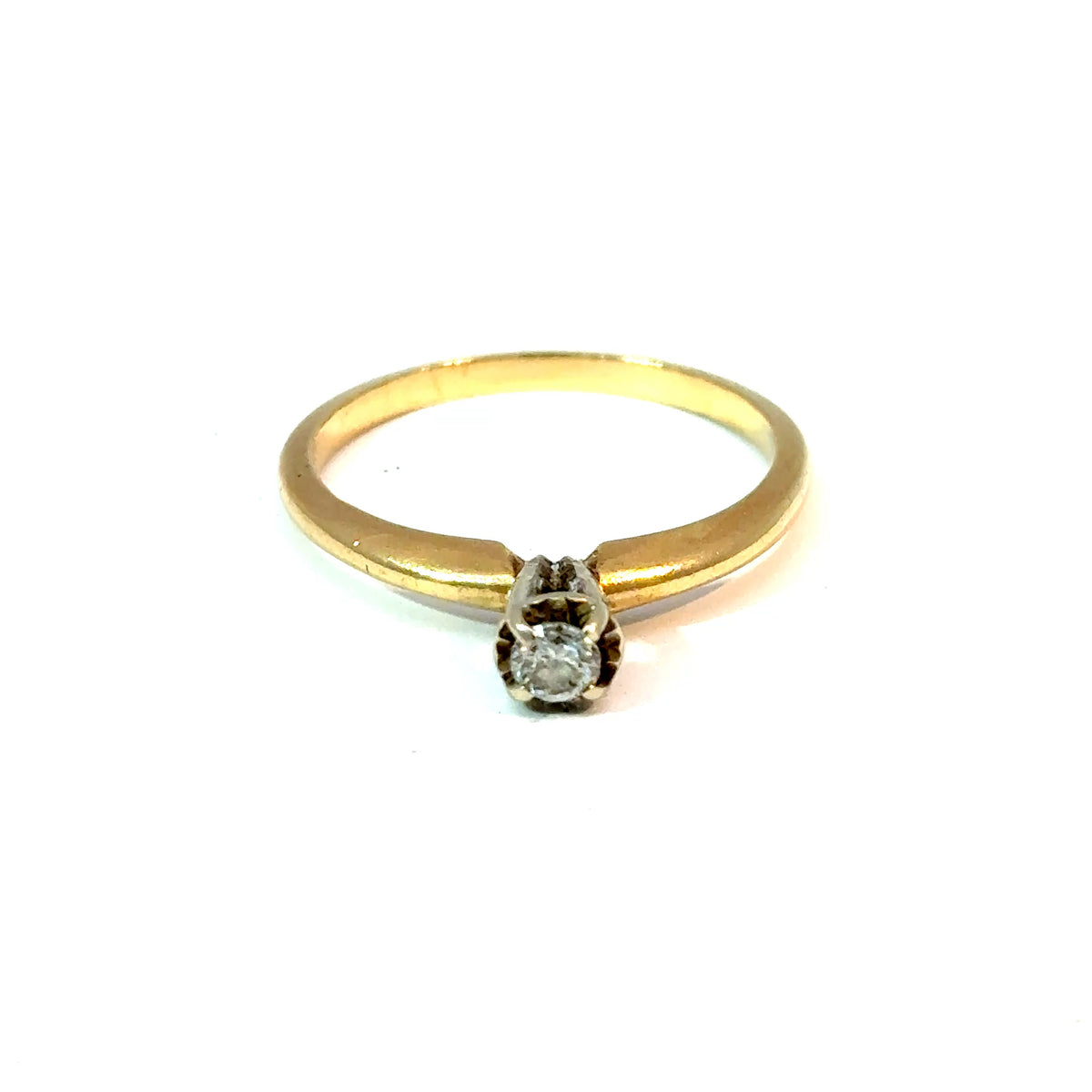 14K Yellow Gold Round Diamond Solitaire Ring Size 6 — image 1 of 4