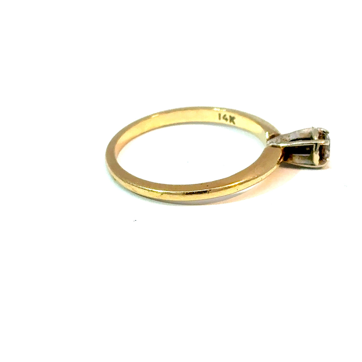 14K Yellow Gold Round Diamond Solitaire Ring Size 6 — image 4 of 4
