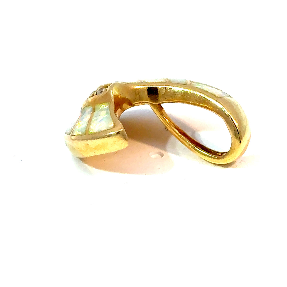 14K Yellow Gold Opal Inlay and Diamond Swirl Slide Pendant — image 2 of 5