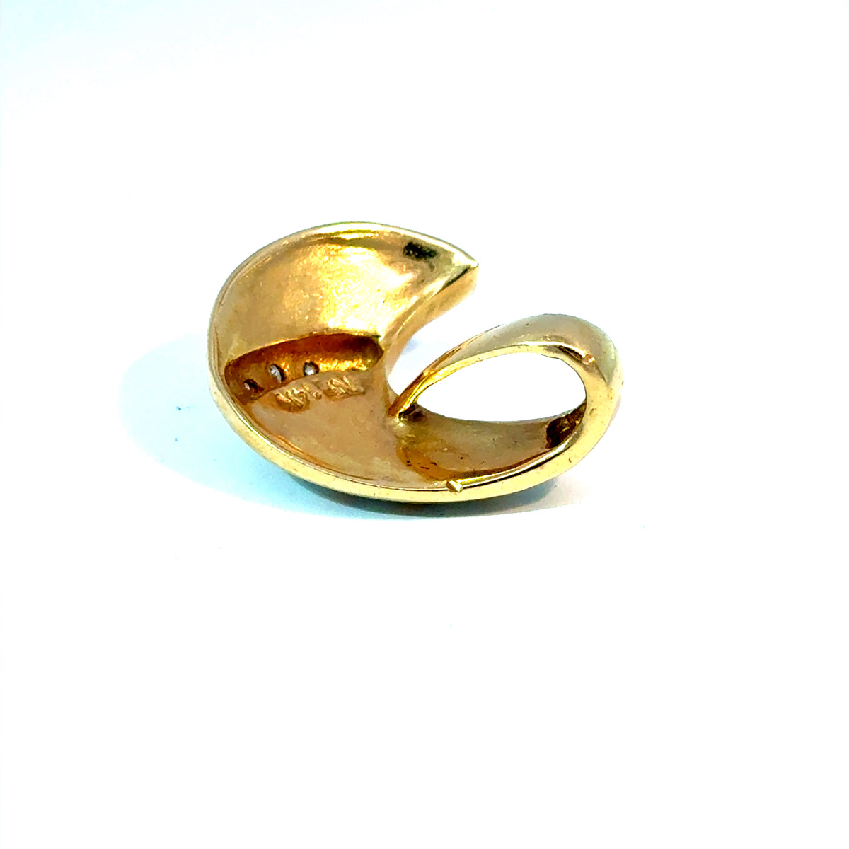 14K Yellow Gold Opal Inlay and Diamond Swirl Slide Pendant — image 5 of 5