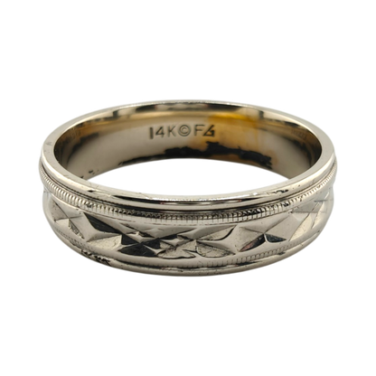 14k White Gold Men's Band Ring, Size 11 1/2
