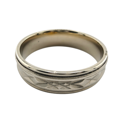 14k White Gold Men's Band Ring, Size 11 1/2