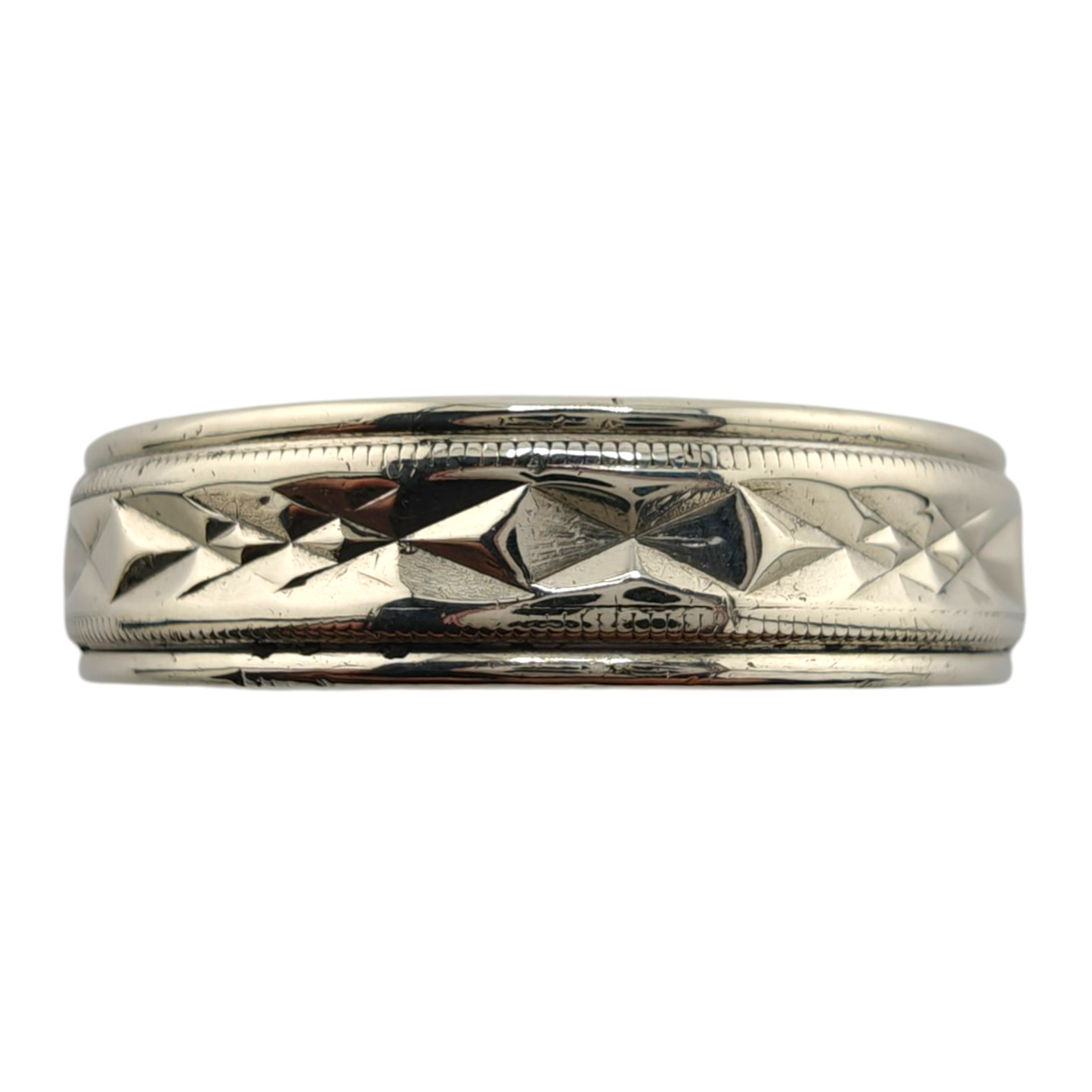 14k White Gold Men's Band Ring, Size 11 1/2