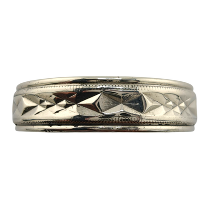 14k White Gold Men's Band Ring, Size 11 1/2