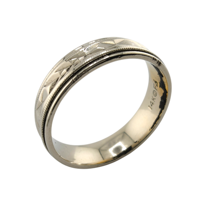 14k White Gold Men's Band Ring, Size 11 1/2