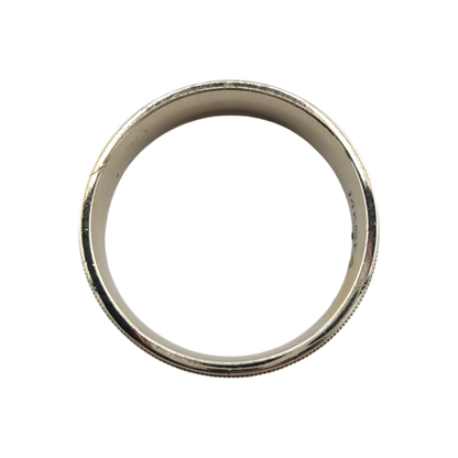 14k White Gold Men's Band Ring, Size 11 1/2