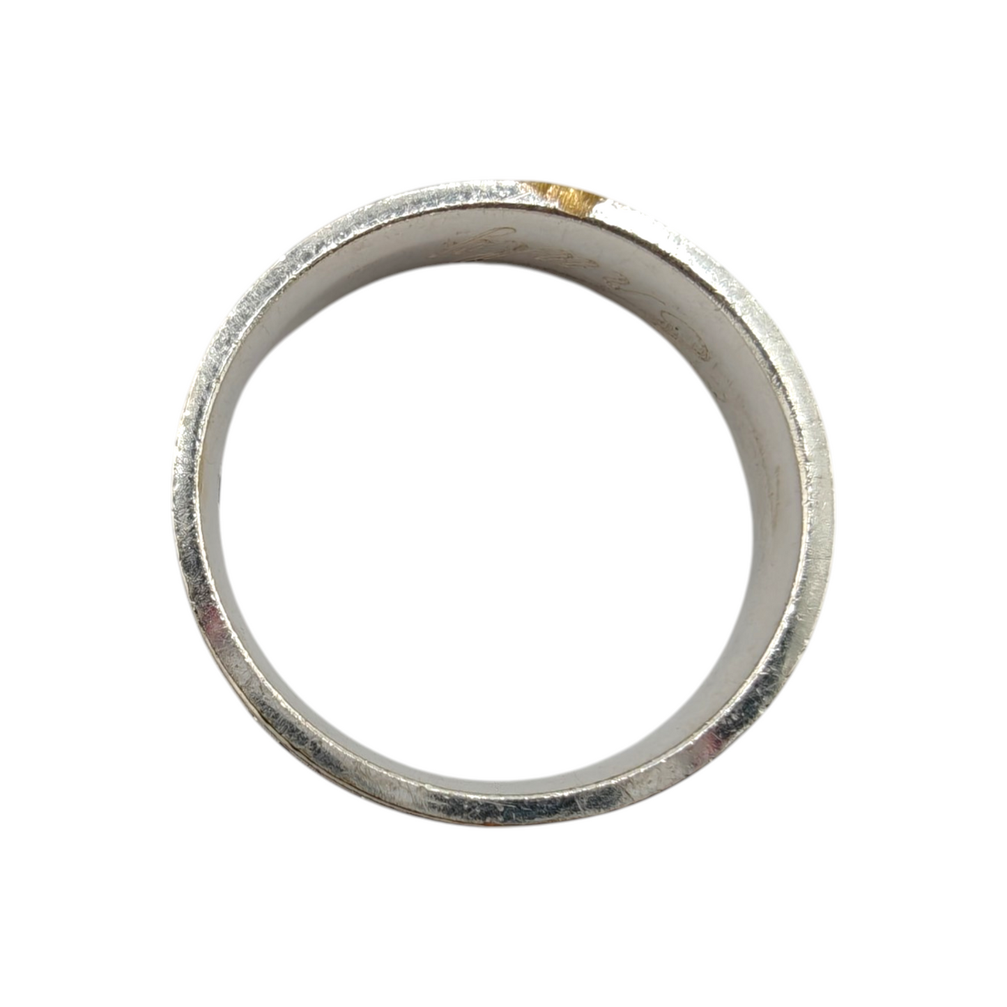 14k White Gold Men's Band Ring with Greek Key Pattern