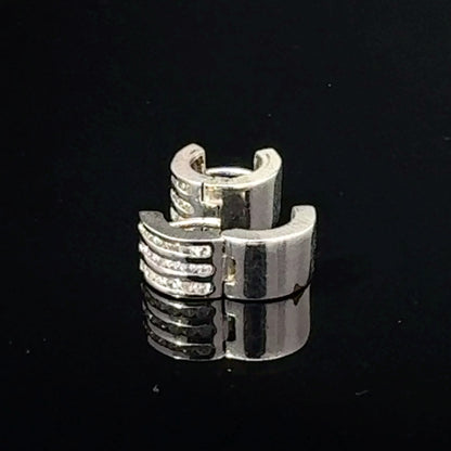 14K White Gold Cubic Zirconia Huggie Hoop Earrings — image 2 of 4