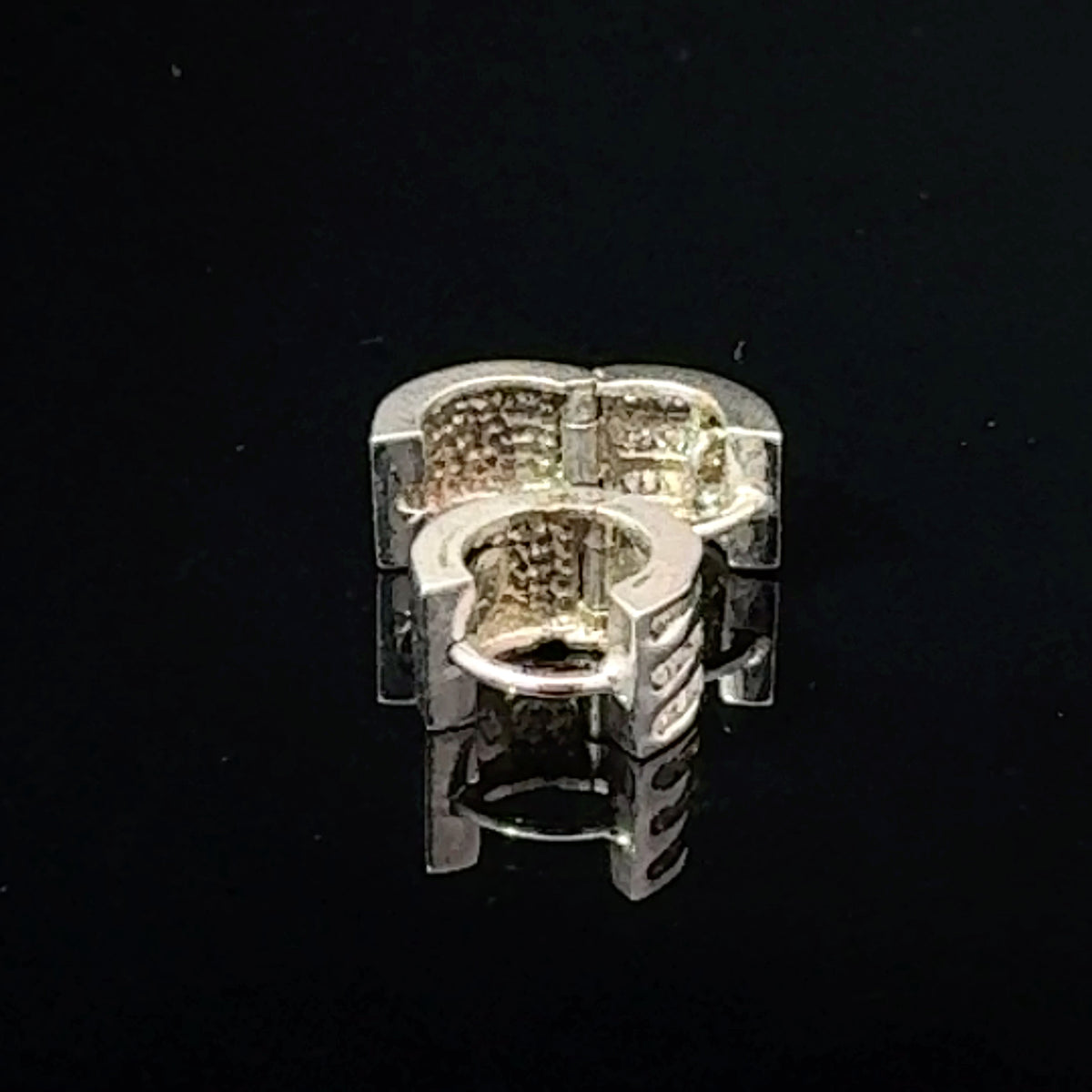 14K White Gold Cubic Zirconia Huggie Hoop Earrings — image 4 of 4