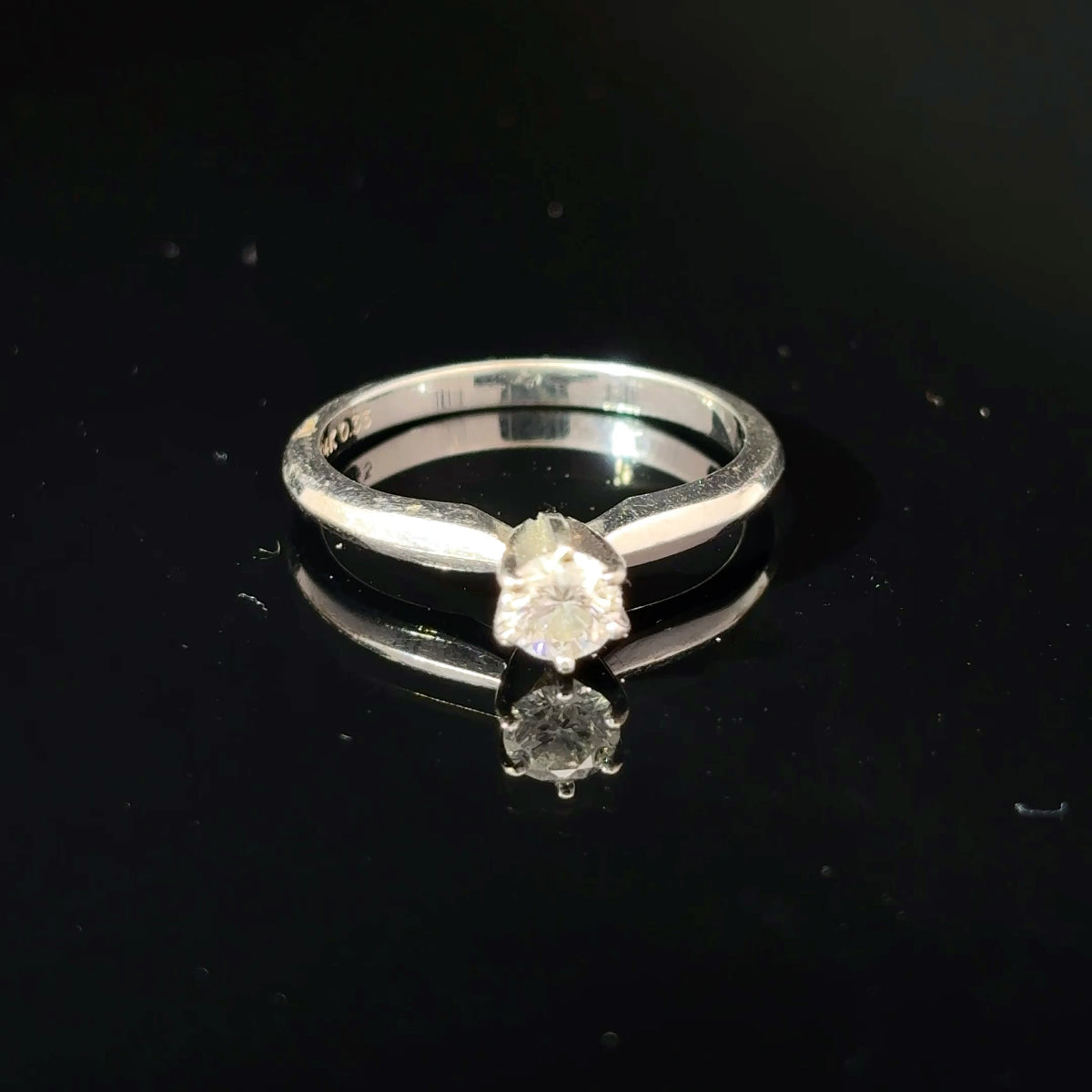 14K White Gold Round Diamond Solitaire Ring, Approx. 0.40 Carat, Size 5.5 — image 1 of 4