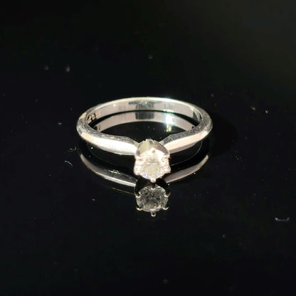 14K White Gold Round Diamond Solitaire Ring, Approx. 0.40 Carat, Size 5.5 — image 1 of 4