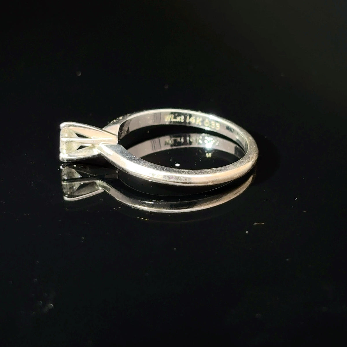 14K White Gold Round Diamond Solitaire Ring, Approx. 0.40 Carat, Size 5.5 — image 2 of 4