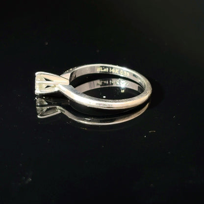14K White Gold Round Diamond Solitaire Ring, Approx. 0.40 Carat, Size 5.5 — image 2 of 4