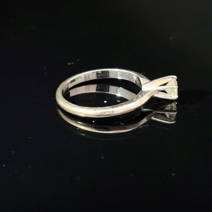 14K White Gold Round Diamond Solitaire Ring, Approx. 0.40 Carat, Size 5.5 — image 4 of 4