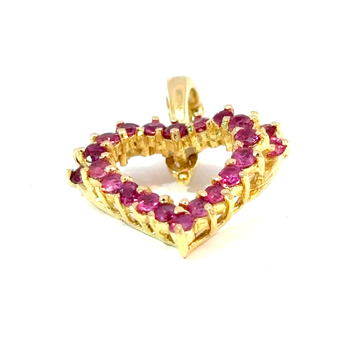 14K Yellow Gold Pink Sapphire Open Heart Pendant — image 1 of 4
