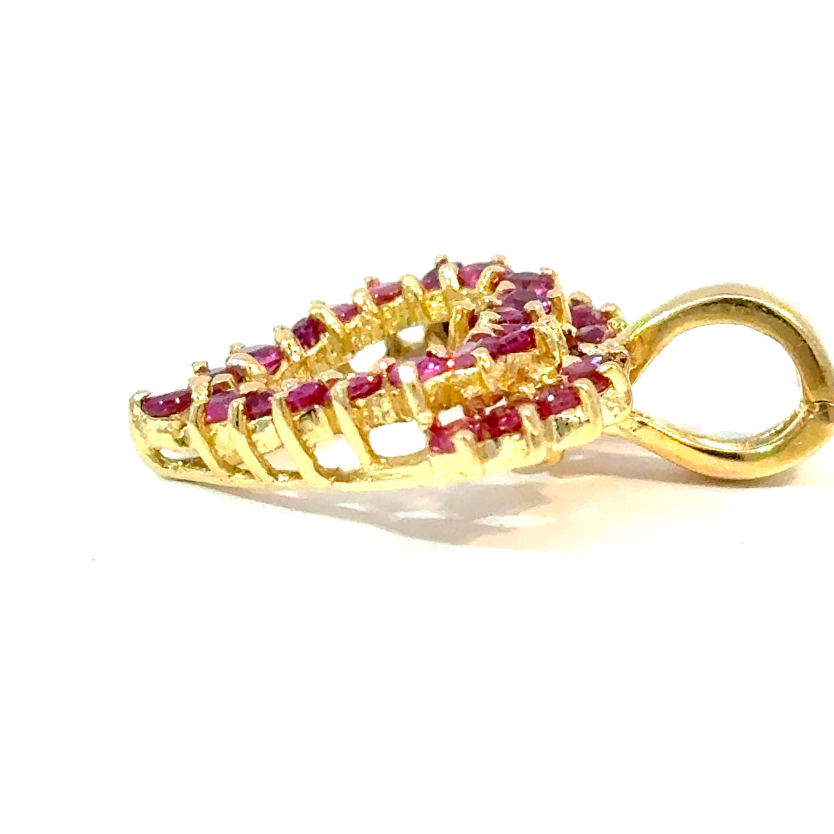 14K Yellow Gold Pink Sapphire Open Heart Pendant — image 2 of 4