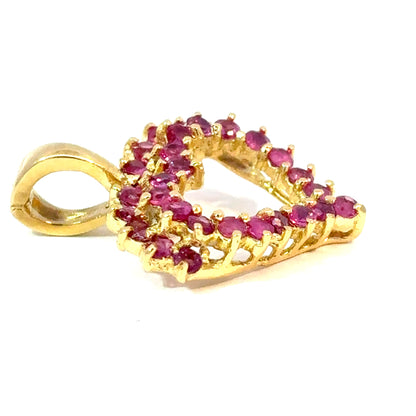 14K Yellow Gold Pink Sapphire Open Heart Pendant — image 4 of 4