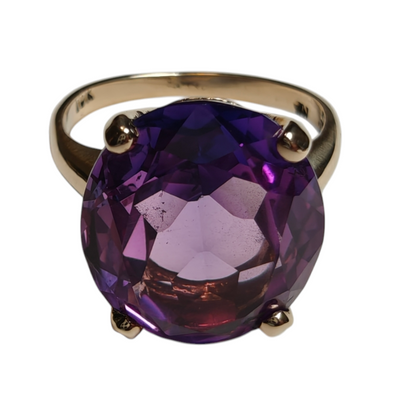 10k Yellow Gold Cushion Amethyst Ring