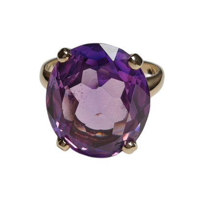 10k Yellow Gold Cushion Amethyst Ring
