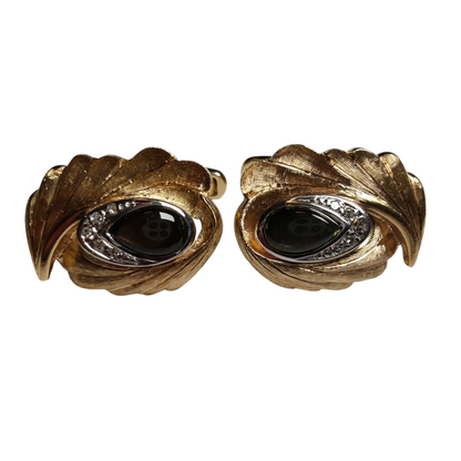 14k Yellow Gold Cufflinks with Diamonds and Yellow Sapphires