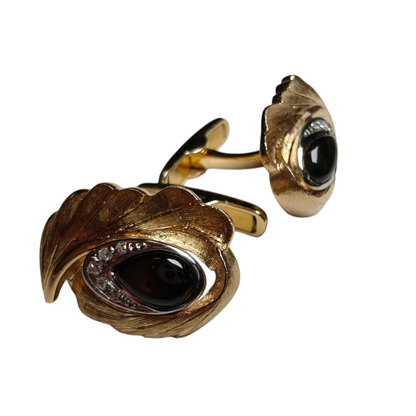 14k Yellow Gold Cufflinks with Diamonds and Yellow Sapphires