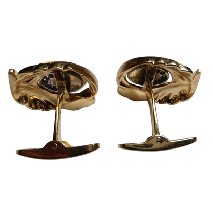 14k Yellow Gold Cufflinks with Diamonds and Yellow Sapphires