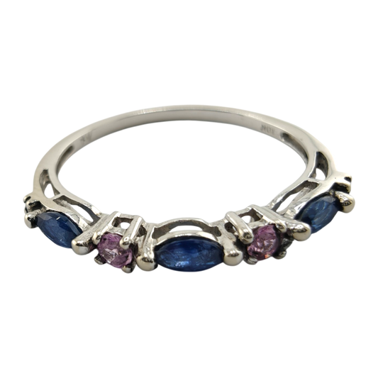 Elegant 10k White Gold Sapphire Diamond Ring