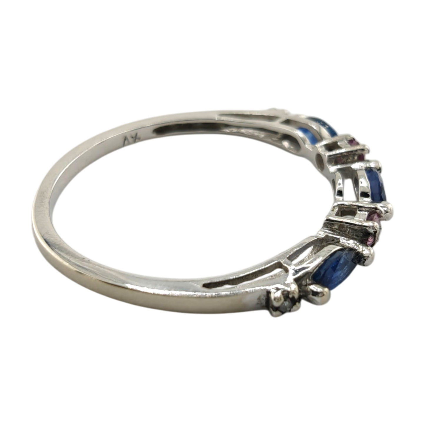 Elegant 10k White Gold Sapphire Diamond Ring