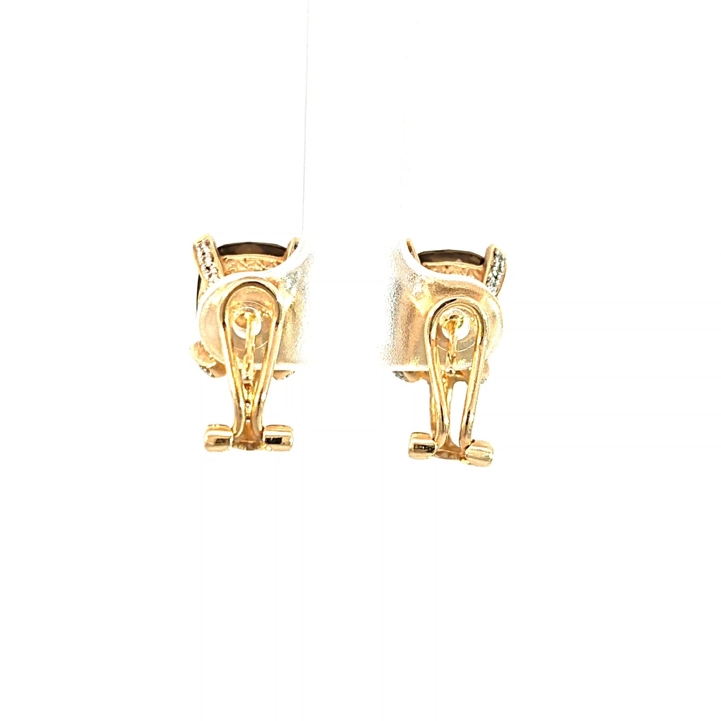 Estate 14k Yellow Gold Cushion-Cut Yellow-Brown Stone Clip-On Earrings