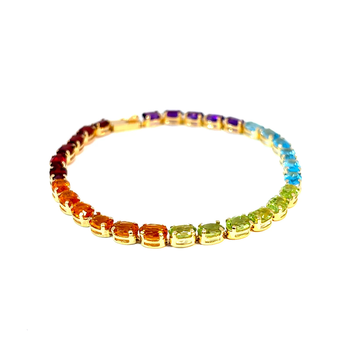 14K Yellow Gold Rainbow Gemstone Tennis Bracelet, 7.5 Inches — image 1 of 4
