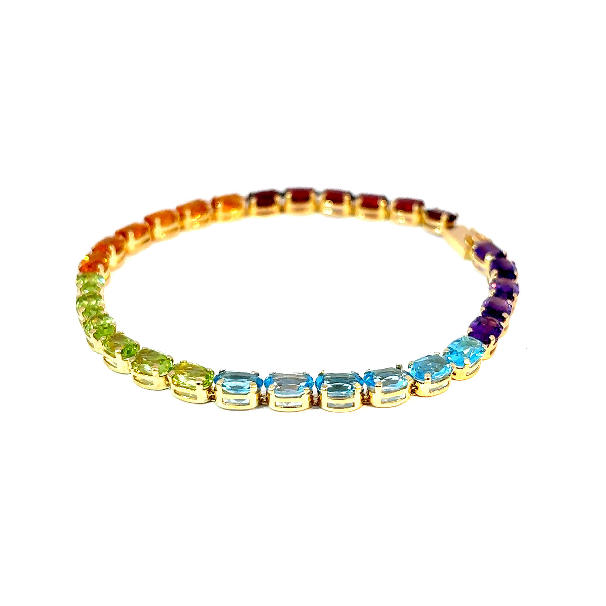 14K Yellow Gold Rainbow Gemstone Tennis Bracelet, 7.5 Inches — image 2 of 4