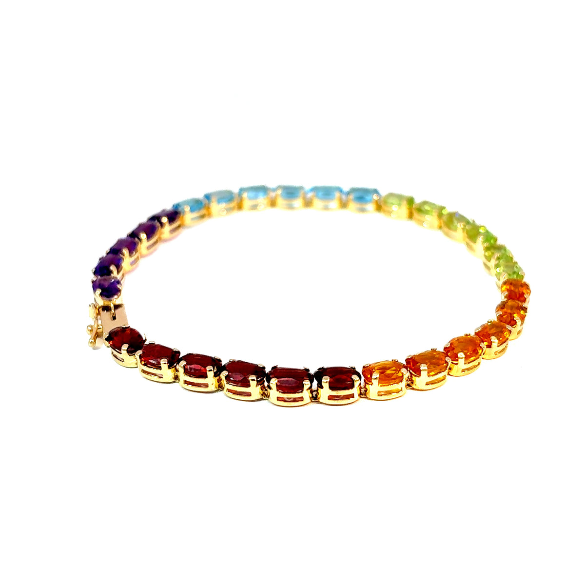 14K Yellow Gold Rainbow Gemstone Tennis Bracelet, 7.5 Inches — image 4 of 4