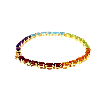 14K Yellow Gold Rainbow Gemstone Tennis Bracelet, 7.5 Inches — image 4 of 4